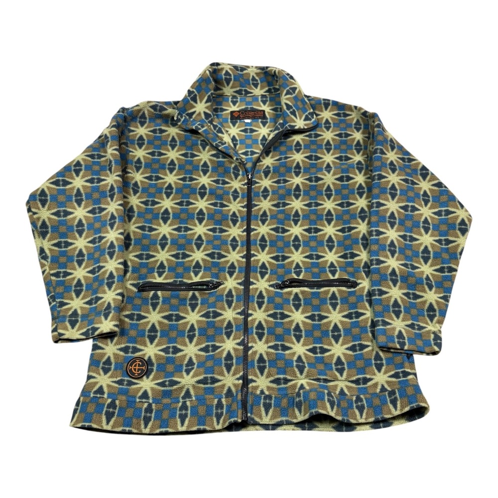 Vintage 90s Columbia Sportswear Multicolor Full Zip Fleece Jacket Men's‎ XL Long